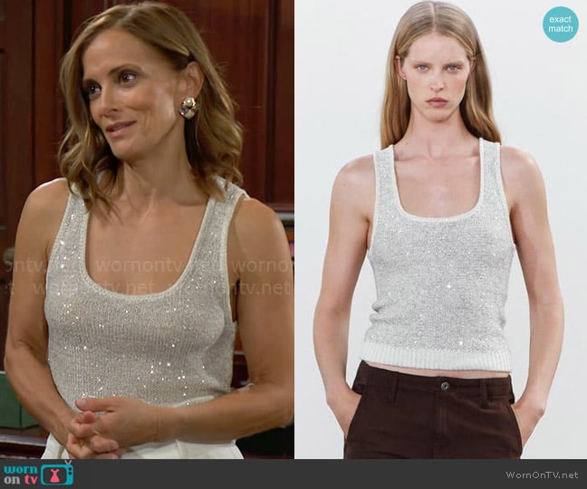 Zara Sequin Knit Top worn by Taylor Hayes (Rebecca Budig) on The Bold and the Beautiful