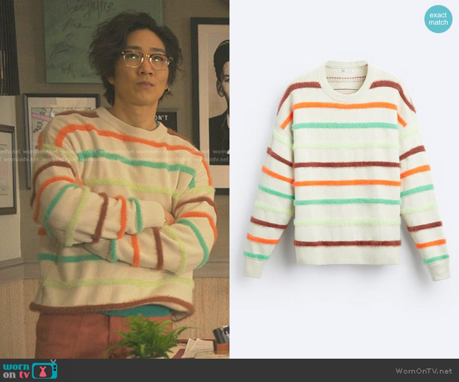 Zara Striped Jacquard Sweater worn by Daniel Kim (Tim Jo) on Reasonable Doubt