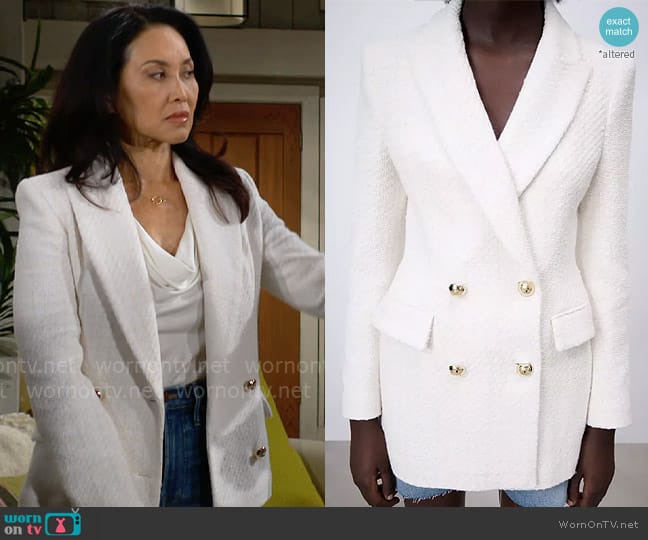 Zara Textured Blazer Dress worn by Li Finnegan (Naomi Matsuda) on The Bold and the Beautiful