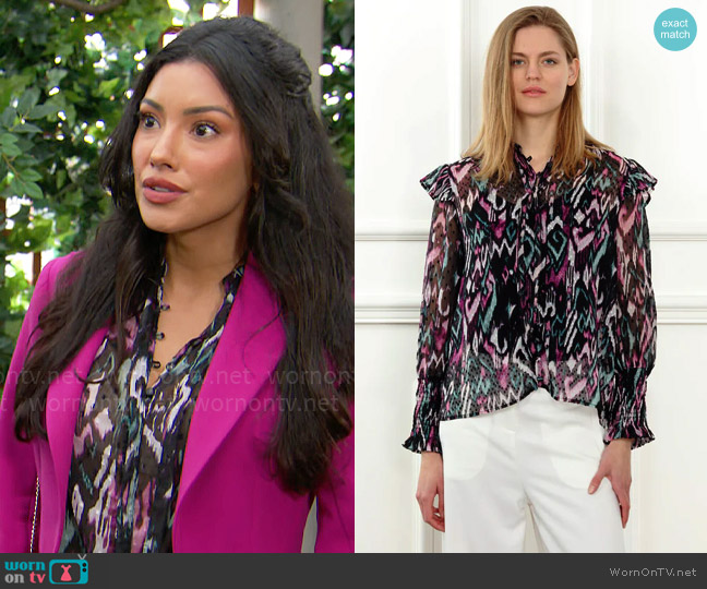 Zero Degrees Celsius Chiffon Blouse worn by Audra Charles (Zuleyka Silver) on The Young and the Restless