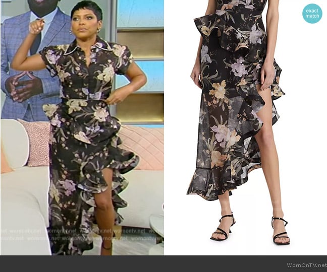 Zimmermann Eden Waterfall Skirt worn by Tamron Hall on Tamron Hall Show