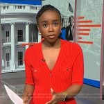 Zinhle’s red ribbed button front dress on NBC News Daily