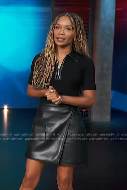 Zuri's black mixed media mini dress on Access Hollywood