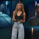 Zuri’s zip denim jeans on Access Hollywood