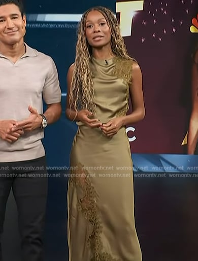 Zuri's green lace top and skirt on Access Hollywood