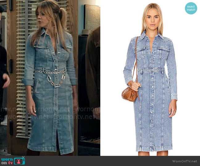 7 For All Mankind Luxe Dress in Morning Sky worn by Morgan Gillory (Kaitlin Olson) on High Potential