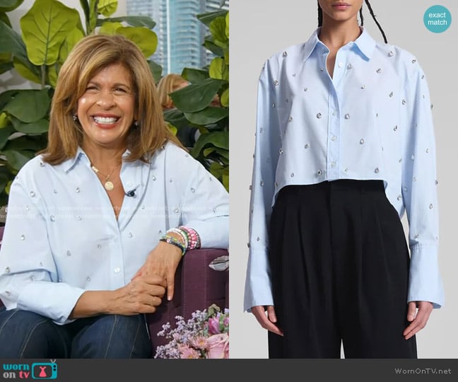 A.L.C. Mackie Embellished Shirt in Ice Water worn by Hoda Kotb on Today