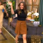 Alyssa’s brown leather mini skirt on The View