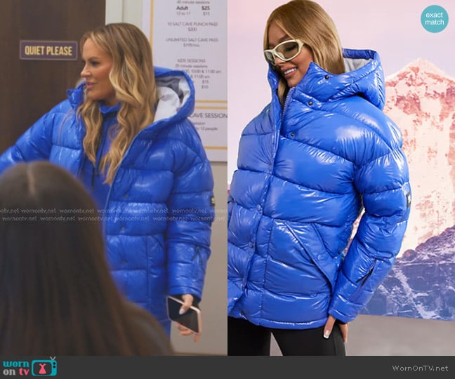 Asos Ski High Shine Padded Ski Jacket with funnel neck worn by Heather Gay on The Real Housewives of Salt Lake City