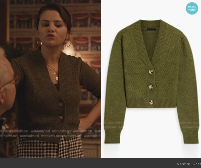 ATM Anthony Thomas V-neck Cardigan worn by Mabel Mora (Selena Gomez) on Only Murders in the Building