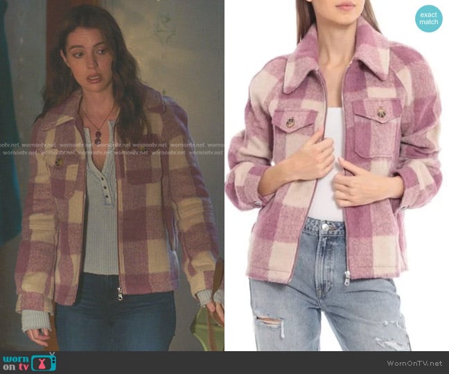 Avec Les Filles Plaid Zip Shacket worn by Jules Millin (Adelaide Kane) on Greys Anatomy