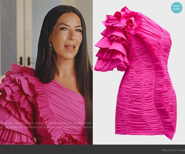 Acler Ascot Pleated One-Shoulder Mini Dress worn by Jessel Taank on The Real Housewives of New York City