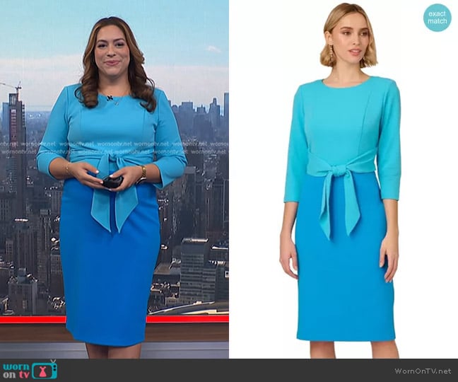 Adrianna Papell Colorblock Tie Front Dress worn by Violeta Yas on NBC News Daily