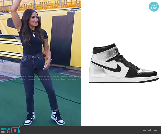 Jordan Air Jordan 1 Retro High OG Sneakers in Silver Toe worn by Kaylee Hartung on Today