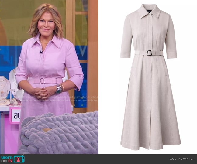 Akris Denim Belted Midi Shirtdress in Lotus worn by Tory Johnson on Good Morning America