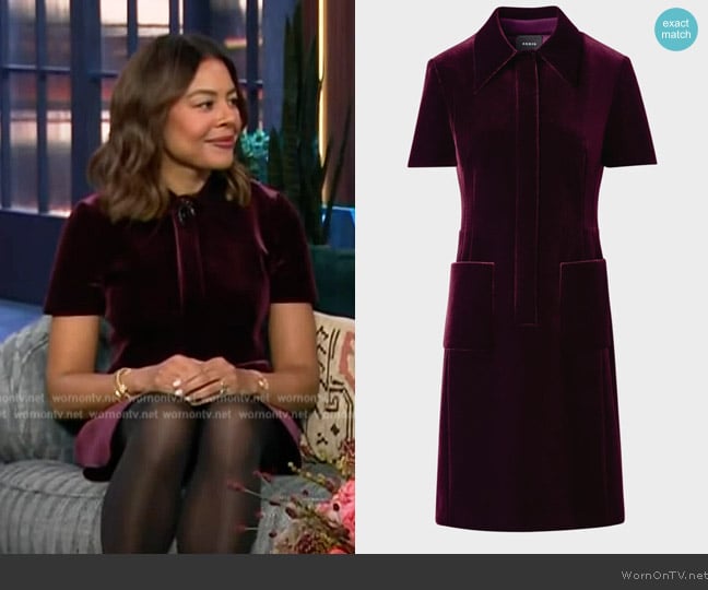 Akris Neoprene Velvet Shirtdress worn by Nancy Twine on The Kelly Clarkson Show