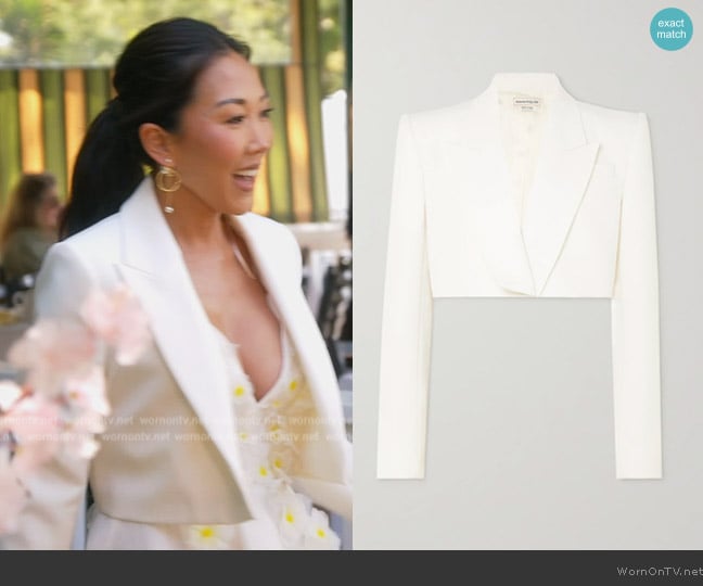 Alexander McQueen Cropped grain de poudre wool blazer worn by Katie Ginella on The Real Housewives of Orange County