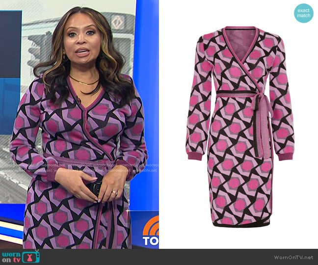 Diane von Furstenberg Alexio Wool-Blend Wrap Dress worn by Adelle Caballero on Today