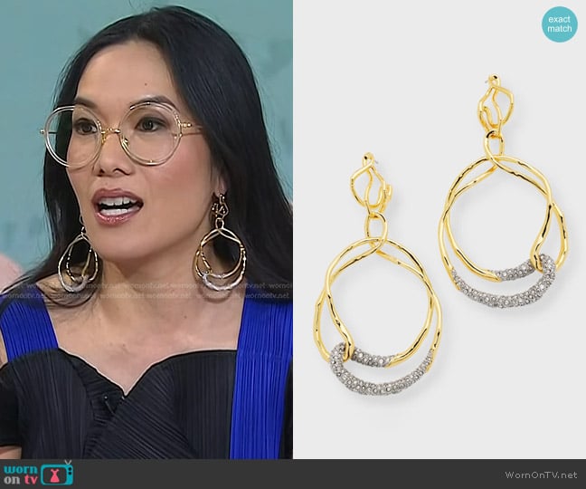 Alexis Bittar Solanales Twisted Drop Hoop Earrings worn by Ali Wong on Today