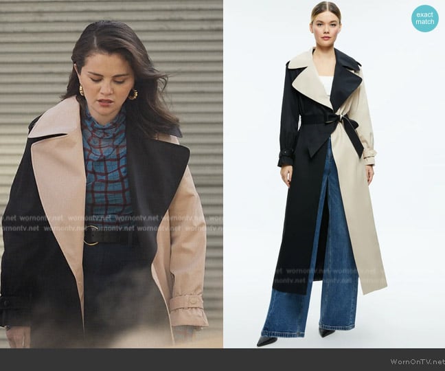 Alice + Olivia Nevada Trench Coat worn by Mabel Mora (Selena Gomez) on Only Murders in the Building