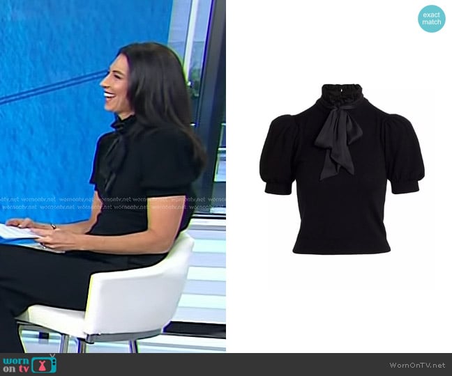 Alice + Olivia Chase Puff-Sleeve Ruffle-Neck Sweater worn by Dr. Natalie Azar on Today