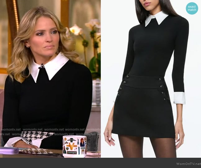 Alice + Olivia Porla Collared Sweater worn by Sara Haines on The View