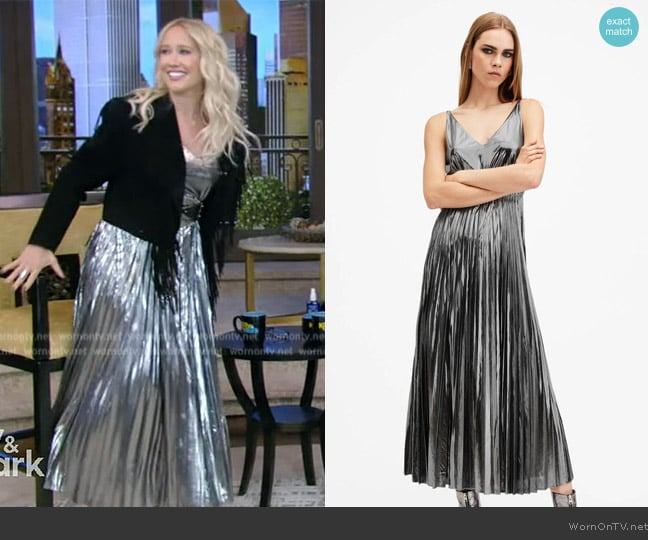 All Saints Spark 2-in-1 Maxi Dress worn by Anna Camp on Live with Kelly and Mark