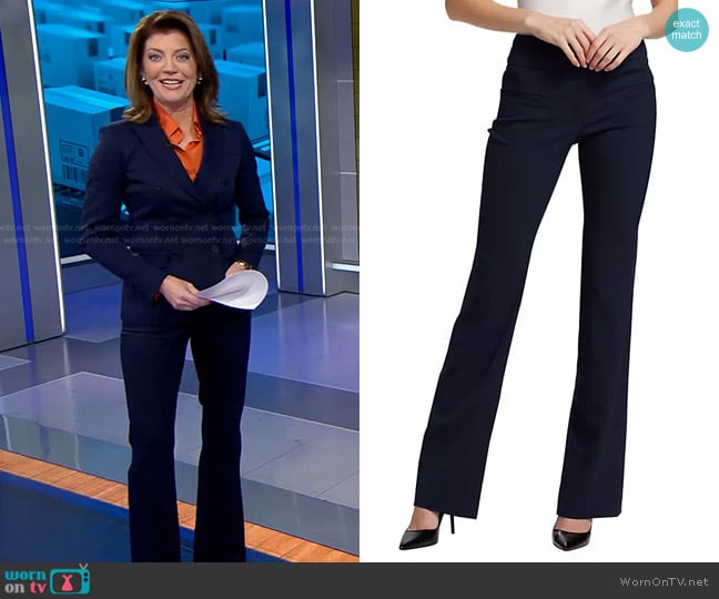 Altuzarra Serge Straight Leg Pants in Berry Blue worn by Norah O'Donnell on CBS Evening News