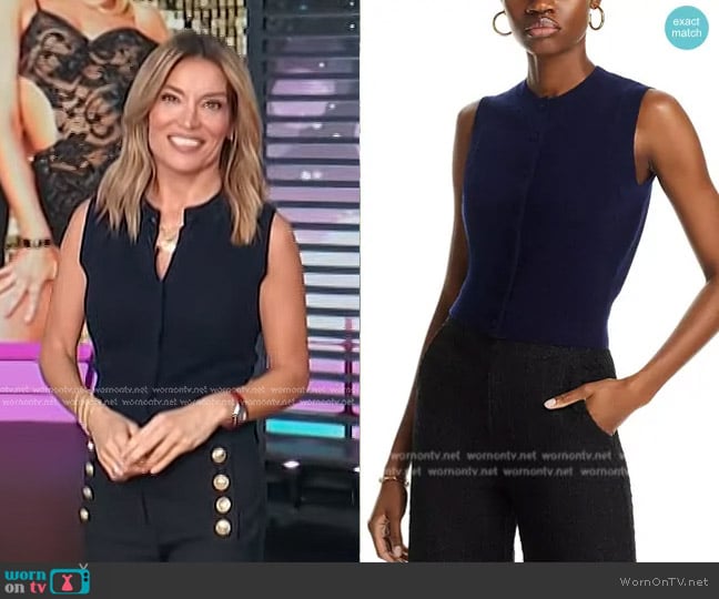 Aqua Cashmere x Liat Baruch Cashmere Crewneck Sleeveless Cropped Sweater worn by Kit Hoover on Access Hollywood