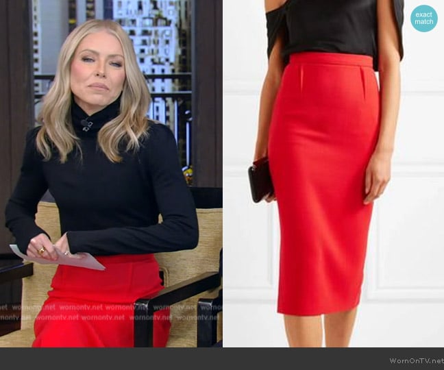 Roland Mouret Arreton Skirt worn by Kelly Ripa on Live with Kelly and Mark