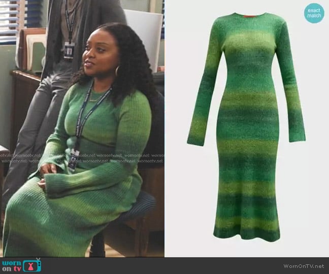 Simon Miller Axon Dress in Gummy Green Multi worn by Janine Teagues (Quinta Brunson) on Abbott Elementary