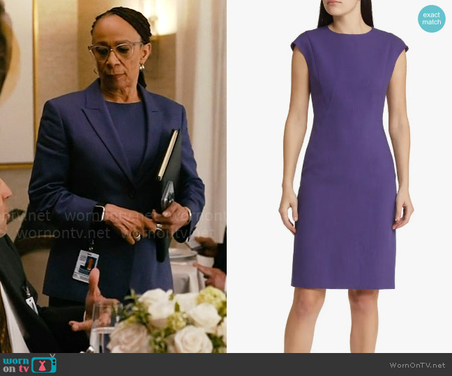 BOSS Dironah Sheath Dress in Mulberry worn by Sharon Goodwin (S. Epatha Merkerson) on Chicago Med