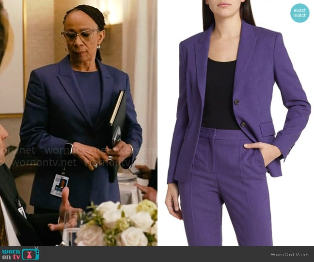 BOSS Juleah Blazer in Mulberry worn by Sharon Goodwin (S. Epatha Merkerson) on Chicago Med