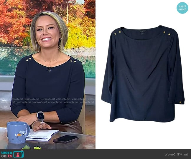 Banana Republic Boatneck Top with Gold Buttons worn by Dylan Dreyer on Today