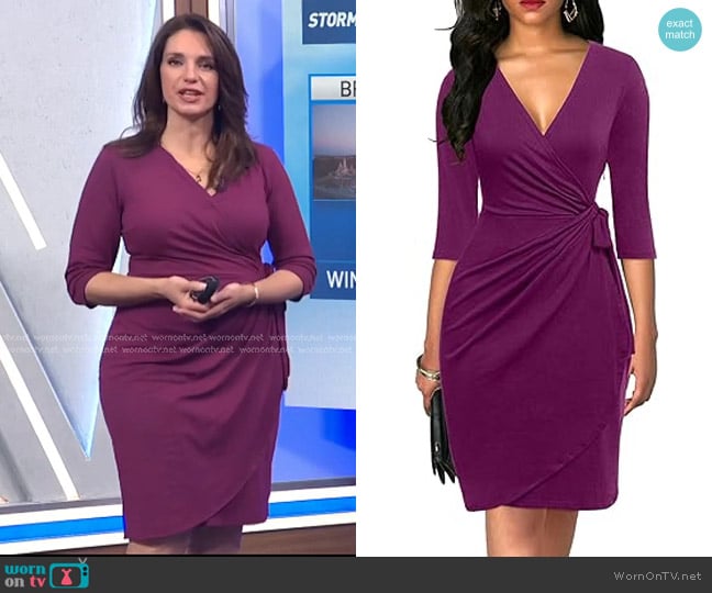 Berydress at Amazon Faux Wrap Dress in Purple worn by Maria Larosa on Today