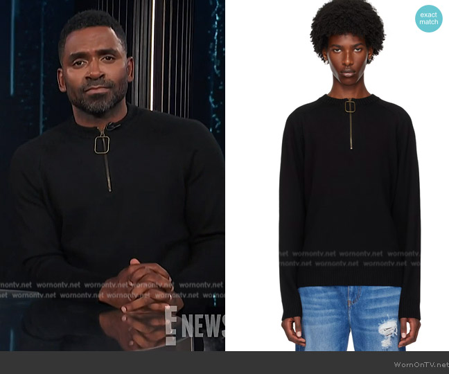 JW Anderson Black Wire Puller Sweater worn by Justin Sylvester on E! News