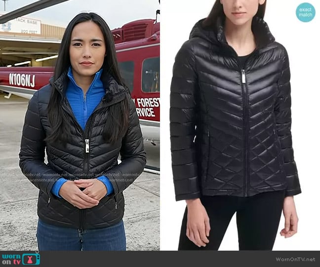 Calvin Klein Down Quilted Hooded Puffer Jacket Coat worn by Emilie Ikeda on Today