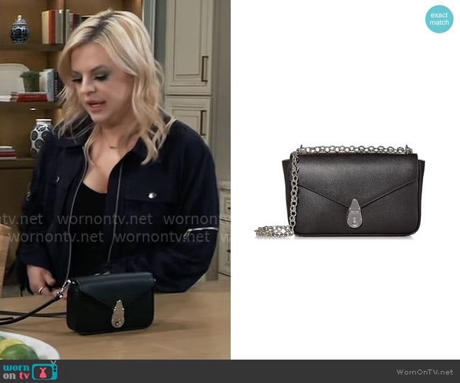 Calvin Klein Statement Series Lock Daytonna Leather Flap Convertible worn by Maxie Jones (Kirsten Storms) on General Hospital