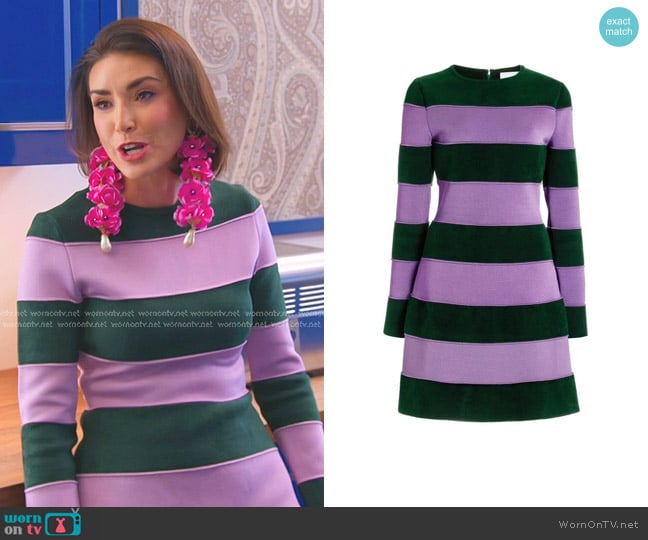 Carolina Herrera Striped Knit Mini Dress worn by Bronwyn Newport on The Real Housewives of Salt Lake City