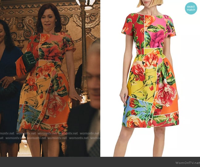 Carolina Herrera Windowed Floral Faille Cocktail Dress worn by Elsbeth Tascioni (Carrie Preston) on Elsbeth