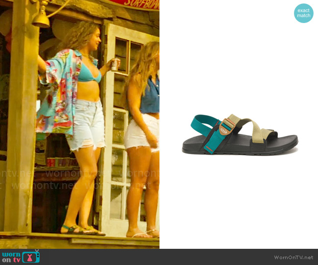 Chaco Lowdown Sandal in Avocado Teal worn by Kiara Carrera (Madison Bailey) on Outer Banks