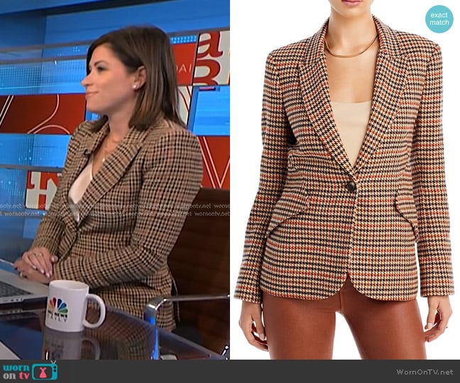 L'Agence Chamberlain Blazer in Brown Multi worn by Chloe Melas on NBC News Daily