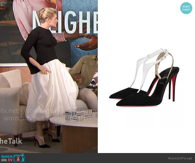 Christian Louboutin Athina 100MM Leather Pumps worn by Beth Behrs on The Talk