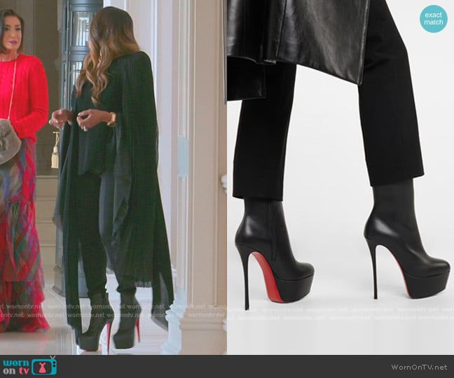 Christian Louboutin Dolly Booty Alta Leather Platform Boots worn by Mary Cosby on The Real Housewives of Salt Lake City