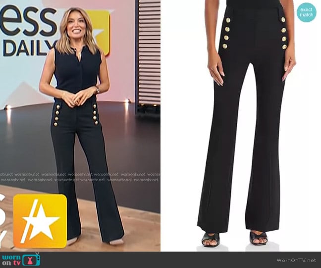 Derek Lam 10 Crosby Robertson Flare Pants in Black worn by Kit Hoover on Access Hollywood