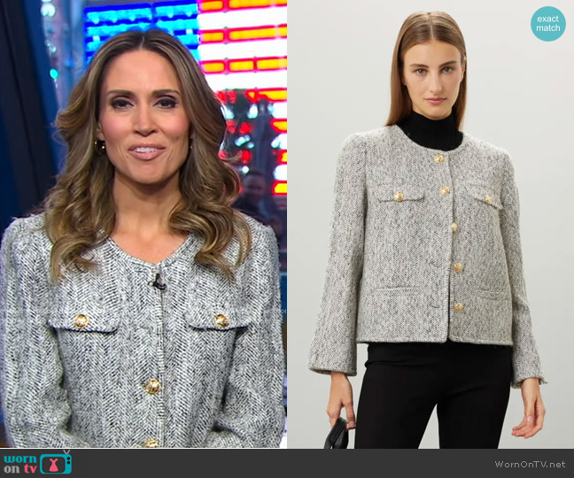 Derek Lam Collective Tweed Jacket in Grey worn by Rhiannon Ally on Good Morning America