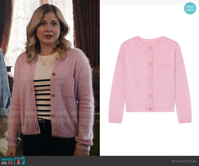 Des Petits Hauts Caliope Mohair Cardigan worn by Sam (Rose McIver) on Ghosts