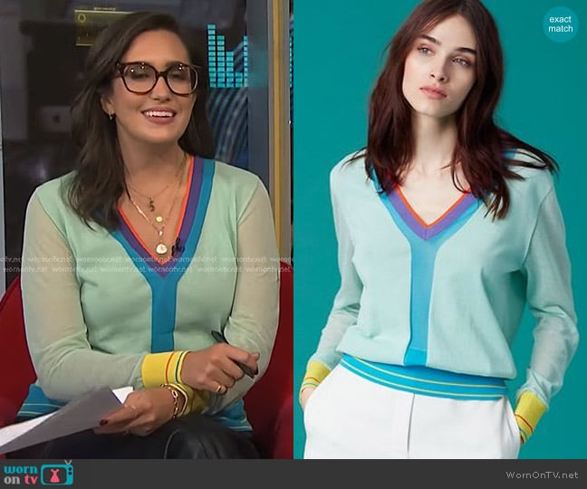 Diane Von Furstenberg V-Neck Knit Pull Over worn by Savannah Sellers on NBC News Daily