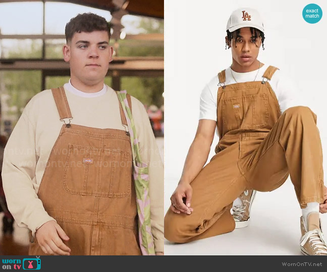 Dickies Duck Canvas Classic overalls in brown worn by Isaac Henderson (Tobie Donovan) on Heartstopper