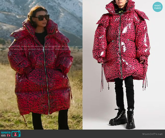 Dolce & Gabbana Oversized Leopard Print Puffer Coat worn by Bronwyn Newport on The Real Housewives of Salt Lake City